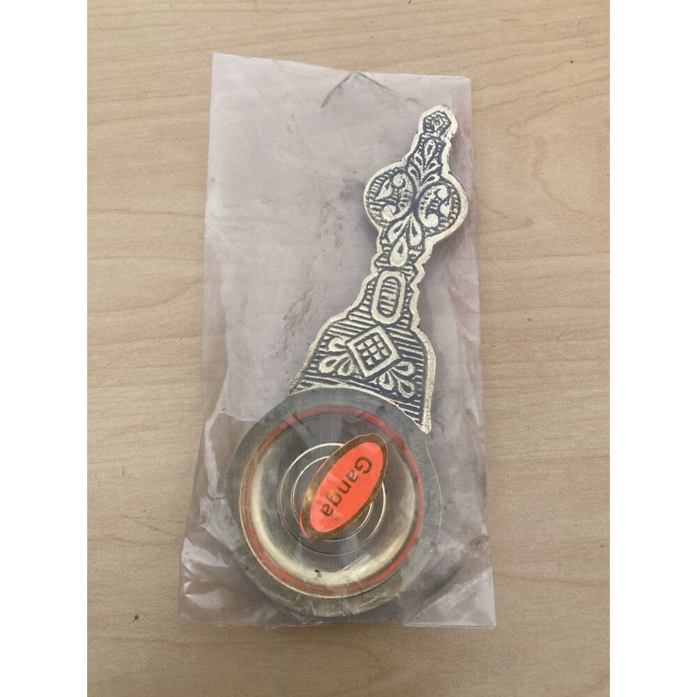 Brass Kapoor Aarti Stand Holder India Ritual Spoon